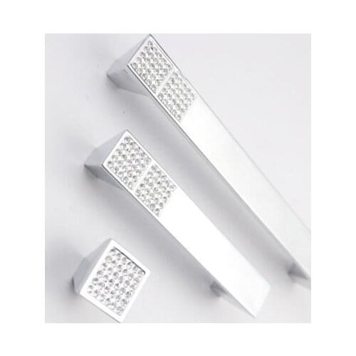 10Pcs Clear Glass Crystal Kitchen Cabinet Drawer Pulls Handles (C.C.:160,Length:177mm)