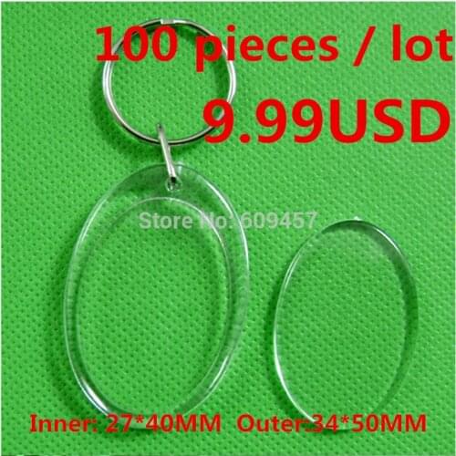 100pcs Blank Acrylic Photo Keychains Insert Picture & Logo Keyrings Luggage tag