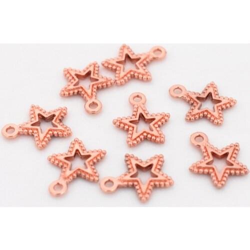 17x14mm 20pcs/lot Rose Gold Color Plated Hollow Star Charms Pendant DIY Handmade Jewelry Accessories