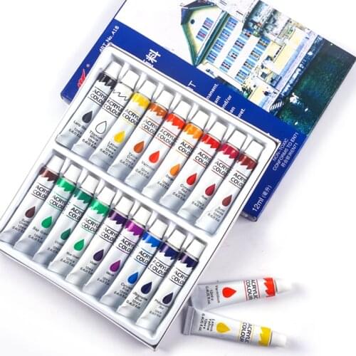18/24 Color Acrylic Paint Drawing Pigment for Art Supplies 12ml Tubes