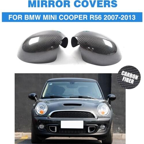 2PCS/Set Carbon Fiber Rearview Mirror Caps Covers Trim for BMW Mini Cooper R56 2007-2013 Add On Style