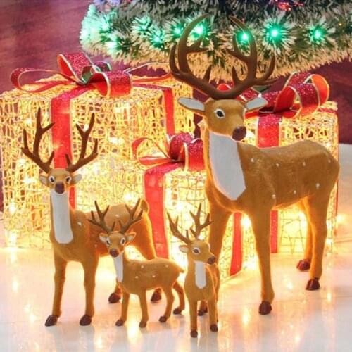 2019 Hot Sale Cute gift 3 Size Christmas Deer Decoration Plush Reindeer Furry Deer Home Christmas Ornament Happy New Year Gift