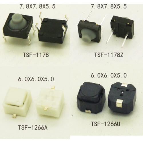 30pcs/lot 7.8X7.8X5mm 4PIN DIP Conductive Silicone Soundless Tact Push Button Micro Switch Momentary reset Long travel Button