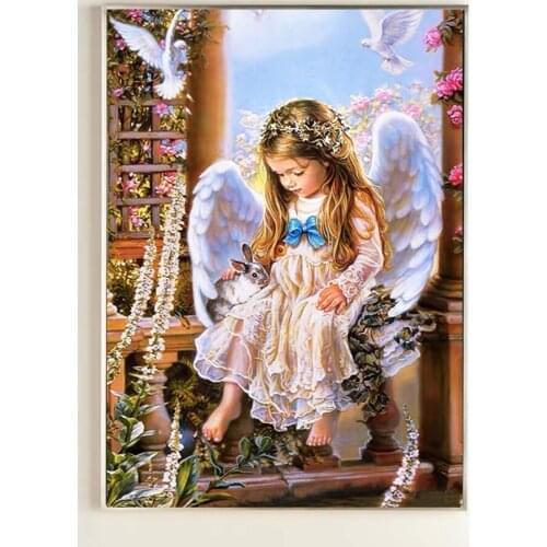 5d Diy Diamond Painting Cross Stitch Religion Diamond Embroidery Angel Girl Picture Landscape Wall Sticker Full Diamond Mosaic