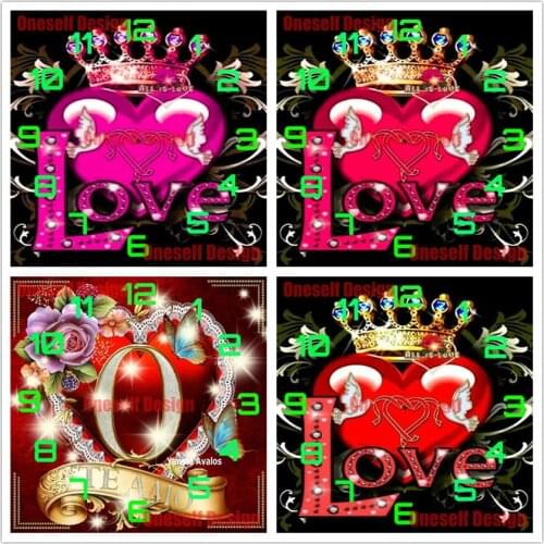 Rhinestone pictures 5d diamond painting full square with clock heart 5d diamond embroidery full set with clock christmas gift