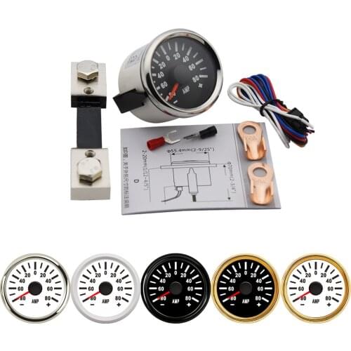 AMP Gauge 52MM Amperemeter Gauge Waterproof Digital Ammeter for Car Boat Marine Motorcycle with Current Sensor 80A Red Backlight