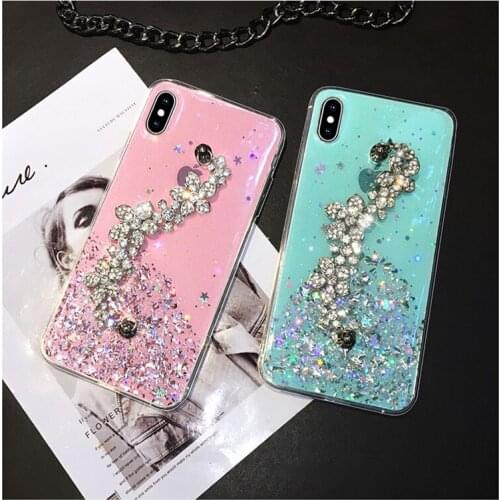 Luxury Fashion Beautiful Bling Diamond Flower Hand Chain Glitter Star Case Cover For Iphone 12 Mini Pro XS Max XR X 8 7 6S Plus