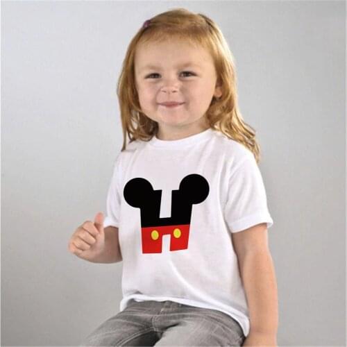 Disney Cartoon Kid Tshirt Mickey Creative Letter Girl Tshirt O-Neck Summer Cute Baby Camiseta Toddler Tee Tops Children Clothes