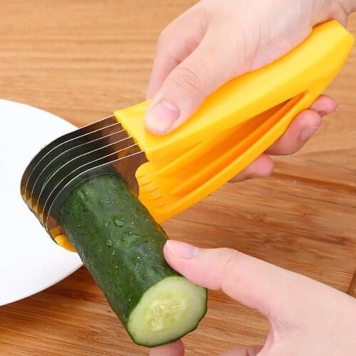 Home Stainless Steel Banana Cutter Fruit Vegetable Sausage Slicer Salad Sundaes Tools Cooking Tools Kitchen Accessories Gadgets