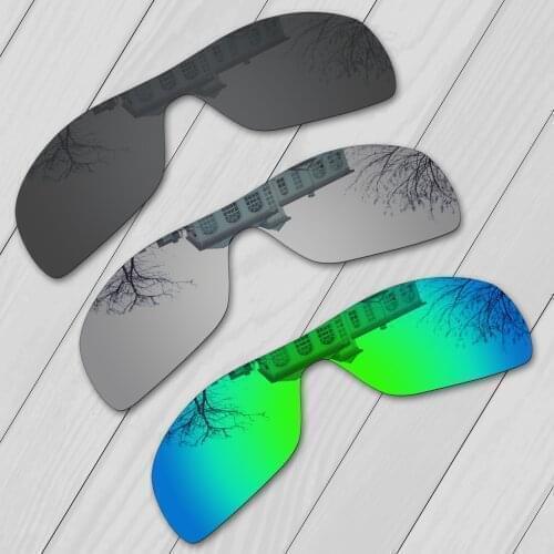 E.O.S 3 Pieces Black & Silver & Emerald Green Polarized Replacement Oil Rig for Oakley Oil Rig Sunglasses