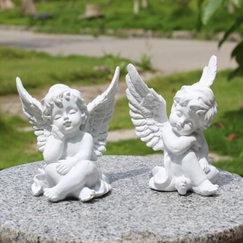 European Resin White Gold Cute Cupid Angel Accessories Decoration Crafts Home Desktop Ornaments Christmas Wedding Gifts Statues