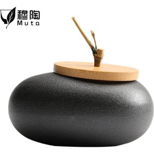 Stoneware tea cans ceramic sealed cans household small jars Japanese retro creative gift box packaging custom logo