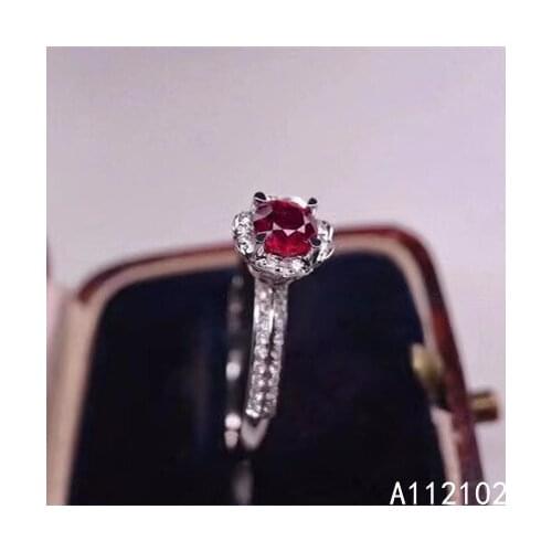 KJJEAXCMY fine jewelry 925 sterling silver inlaid natural ruby Girls popular Chinese style simple round ring support test