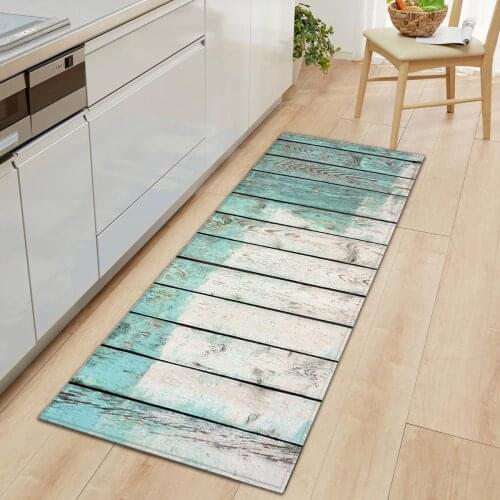 Wood Grain Kitchen Carpet Mats Flannel Non-slip Floor Mat Carpets Soft Welcome Mats for Front Door Living Room Bathroom Bedroom