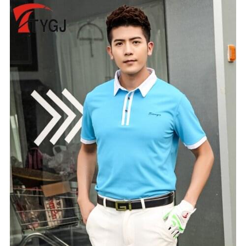 2019 Summer Mens Golf T-shirt Breathable Quick Dry Short Sleeve Sportswear Tops Man Button Turn-Down Collar Sports shirt Golf