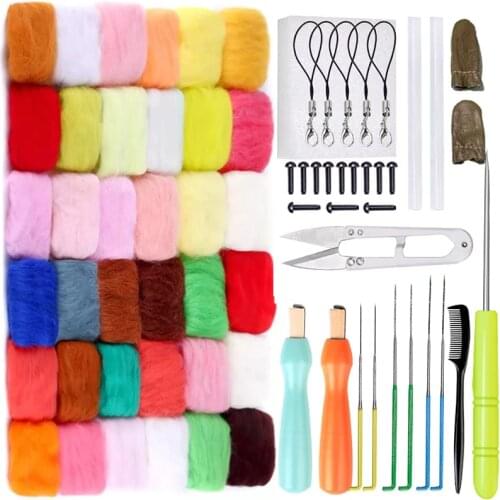 LMDZ Needle Felting Kit, Starter Felting Tool Kit for Needle Felting, Include 36 Colors Wool Roving, Needle Felting Needles