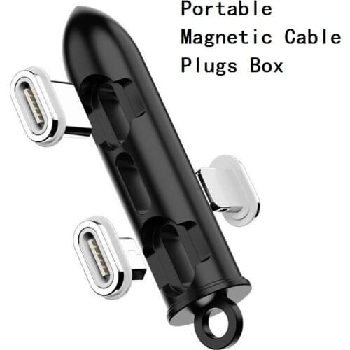Magnetic Cable Plugs Case Micro USB Type C Portable Storage Box Magnet Connector Head TIps Container Bullet Plugs Case (no plug)