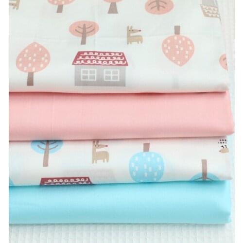 Cartoon Trees 100% Cotton Fabric Syunss Twill Print Tissue Telas DIY Patchwork Sewing Quilts Baby Clothing Handmade Dolls Tilda