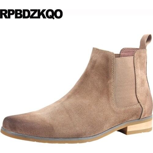 Boots Suede 2021 Booties Retro Designer Shoes Men High Quality Full Grain Vintage Autumn Slip On Chelsea Genuine Leather Runway
