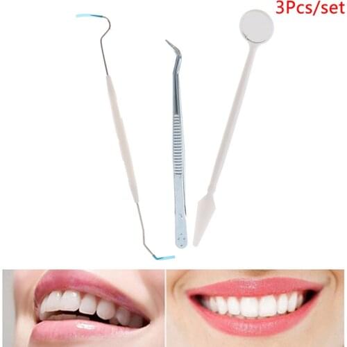 3pcs/set Stainless Steel Dental Tools Kit Teeth Tartar Scraper Mouth Mirror Dentists Pick Tool Teeth Scaler for Teeth Kit