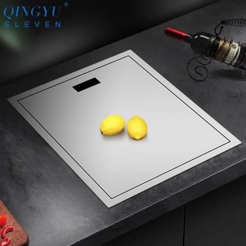 New Nanometer 304 Stainless Steel Handmade kitchen Bar Counter Sink Cover hidden Single Kitchen Small Size Kitchen Sink