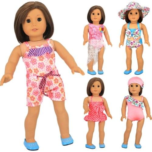 2021 New Doll Clothes Summer Swimsuit Doll Accessory 18inch Doll Holiday Beach Leisure Suit Fashion Costume for American Girl