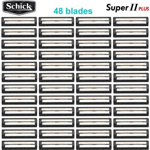48 blades Original Genuine Schick Super II PLUS face razor blades Double lubrication Vitamin B5 Lubricating shaver replacement