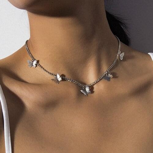 Gold Silver Plated Cute Butterfly Choker Necklace For Women Clavicle Chain Chocker Fashion Female Jewelry Gift