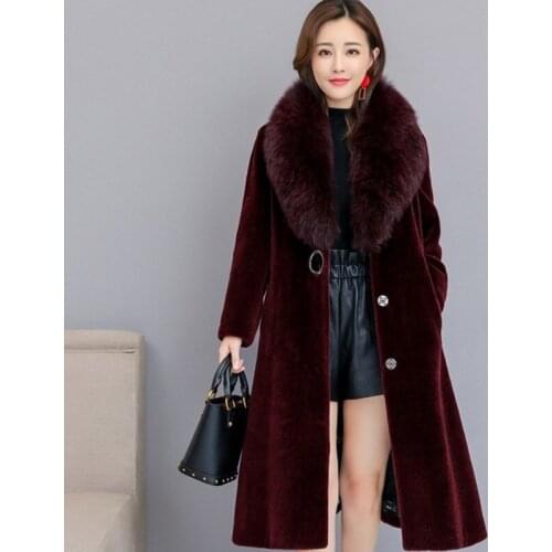 High Quality Luxury Women Faux Fox Fur Collar Wool Coat Jacket Female Slim Fit Women Warm Woolen Coats Autumn Winter Windbreaker