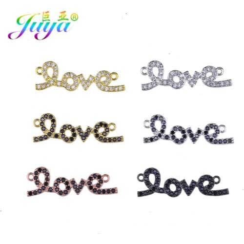 Juya DIY Valentines Day Gift Jewelry Making Material Handmade Gold/Rose Gold Letters Love Charm Connectors Accessories