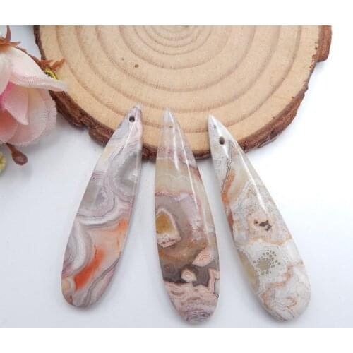 Wholesale,3pcs Natural crazy lace rosetta stone Pendants,43x13x5mm，14.5g