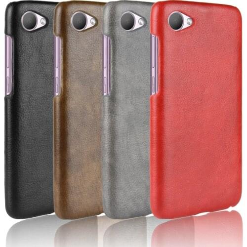 Desire 12 Half-Wrapped Case Vintage Business Leather Coque Cool Hard Capa Litchee Shell for HTC Desire 12 Para