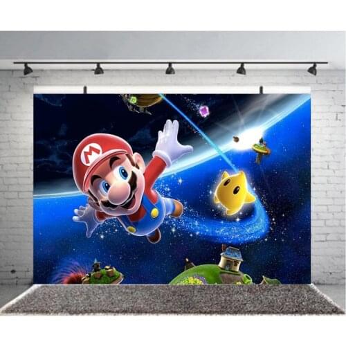 Custom Cartoon M Space Photography Background Backdrop Kids Children Birthday Party Show Decoration Tapestry Photo Studio