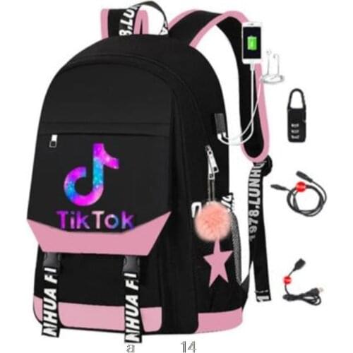 Tik Tok HOT New Backpack Women Men School Bags for Teenage Boys USB Charge Back Pack Large Capacity Teen Bagpack Birthday Gift