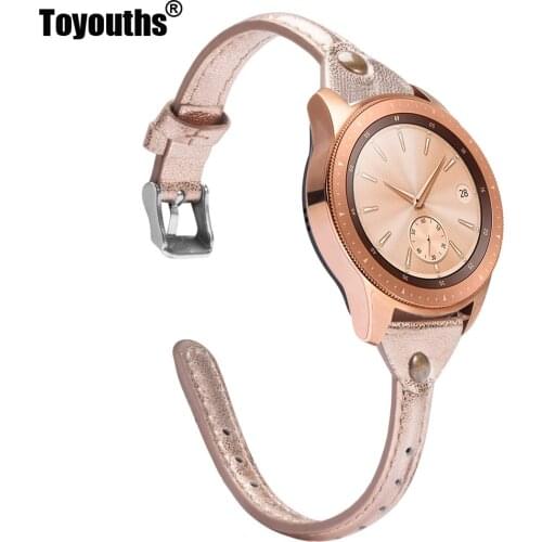 Slim Genuine Leather Watchband for Samsung Galaxy Watch 42mm 46mm Women Band Silver Steel Buckle Strap for Active 2 40mm 44mm