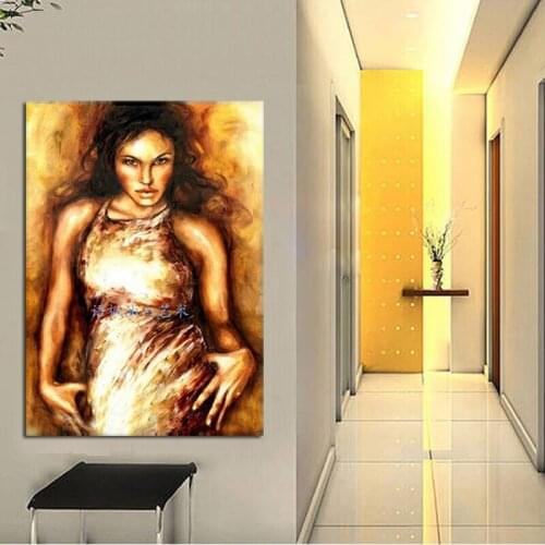Hand-painted modern portrait oil painting on canvas sexy lady decorative wall pictures home decoration stretched on wooden