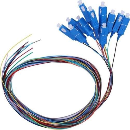 SC/UPC Fiber Pigtail Cable Sigle Mode 12-Cores SC Square Head with PVC Outer Shell for Optical Fiber Local Area Networks
