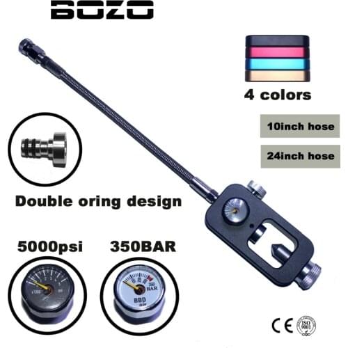 Airsoft Paintball Scuba Refill Yoke Station for Filling Air Tanks from Co2 Cylinder 10" 24inch Hose 5000psi 350bar gauge air gun