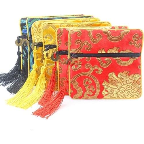 Bag Gift Handmade Zipper Gift Coin Purse Chinese Style Silk Brocade Jewelry Bag Trinket Comb Cosmetic Storage Pouch Earphone Bag