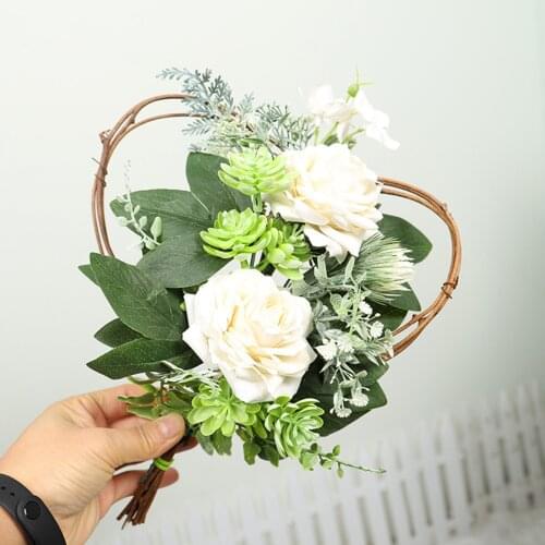 Spring Heart Design Rose Floral Wreath Party Home Decoration for Wedding Arch Front Door Wall Decor