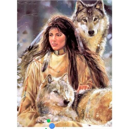 Scenery Embroidery Mosaic Animal Wolf Woman Diamond Painting Kits Beads Picture Wall Paper Rhinestones Drawing Christmas Gift