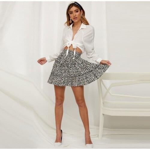 2020 Summer Net Red Explosion Models European And American Womens High Waist Ruffled Floral Skirt Printed Beach A-line