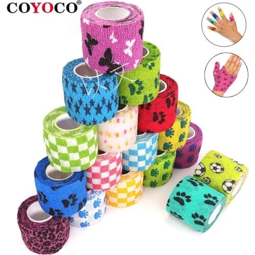 1 Pcs Printed Medical Self Adhesive Elastic Bandage 4.5m Colorful Sports Wrap Tape for Finger Joint Knee First Aid Kit Pet Tape
