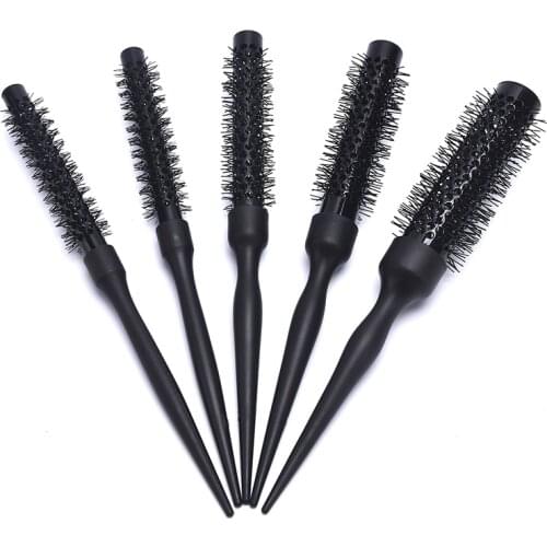 1PC Black Curly Round Roll Hair Brush Nylon Professional Comb Salon Barber Hairbrush Hairdressing Styling Tool Edge Control