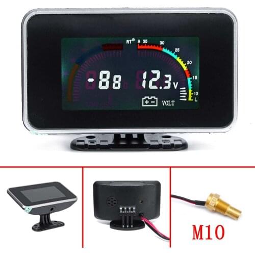 12V-24V 2in1 LCD Car Digital Gauge Voltmeter Voltage Water Temp Meter M10 Temperature sensor screw