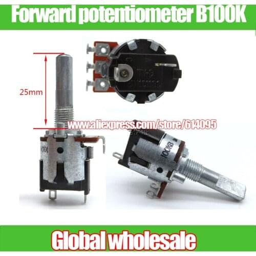 3pcs Forward RD16-type Single B100K with Switch Potentiometer / Handle Length 25mm 100KB Half-Axis Audio Volume Switch