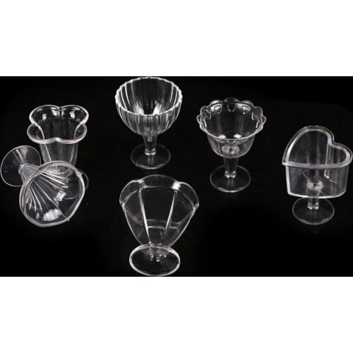 6PCS/set Clear Mini Wine Cup Ice Cream Sundae Cup Mini Cup Dollhouse decor Transparent Plastic Miniature Cups