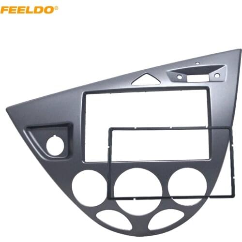 FEELDO Gray Car 2DIN Stereo Panel Fascia Radio Refitting Dash Trim Kit For Ford Focus 98~04(LHD)/Fiesta 95~01(LHD)