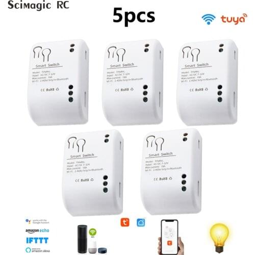 Wireless Wifi Switch Module Tuya Smart Remote Control Module 1CH DC/AC 7-32V 5V 32V 10A Relay Receiver With Alexa IFTTT