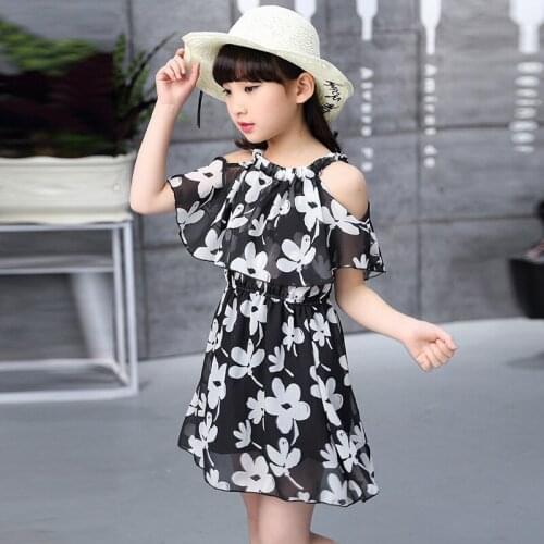 Brand 2019 Summer Teenage Girl Dresses Childrens Clothing Casual Kids Flower Dress Chiffon Princess Dresses Baby Girl Clothes